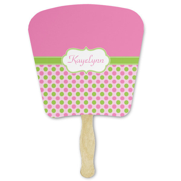 Custom Pink & Green Dots Paper Fan (Personalized)