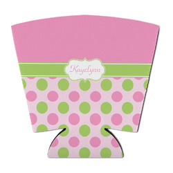 Pink & Green Dots Party Cup Sleeve - with Bottom (Personalized)