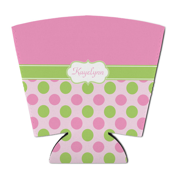 Pink & Green Dots Party Cup Sleeves - with bottom - FRONT