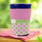 Pink & Green Dots Party Cup Sleeves - with bottom - Lifestyle