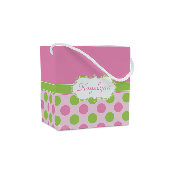 Custom Pink & Green Dots Party Favor Gift Bags - Gloss (Personalized)