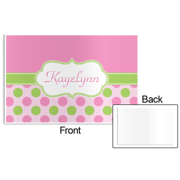 Pink & Green Dots Disposable Paper Placemat - Front & Back