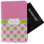 Pink & Green Dots Passport Holder - Fabric (Personalized)