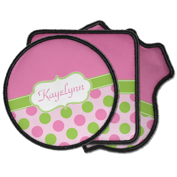 Custom Pink & Green Dots Iron on Patches (Personalized)