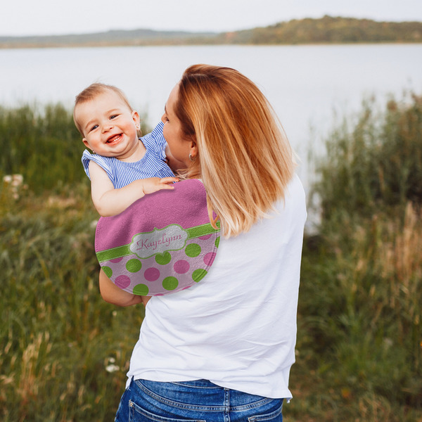 Pink & Green Dots Peanut Shaped Burp - Lifestyle