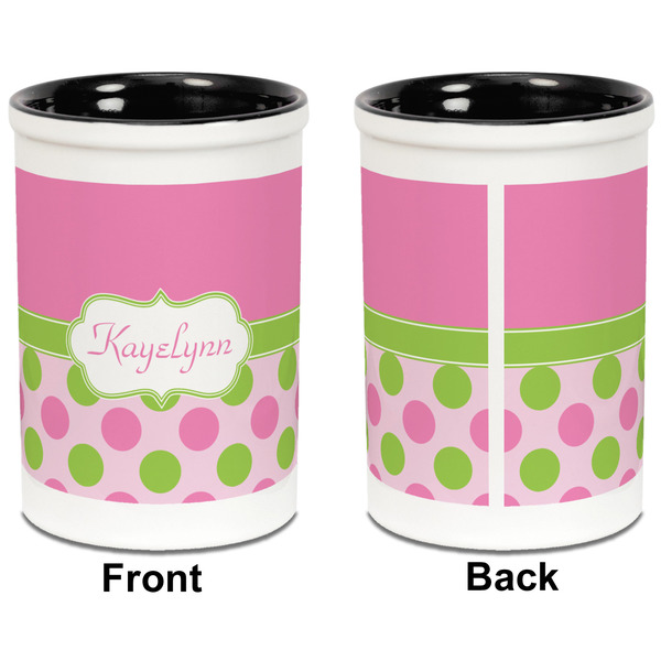 Pink & Green Dots Pencil Holder - Black - approval