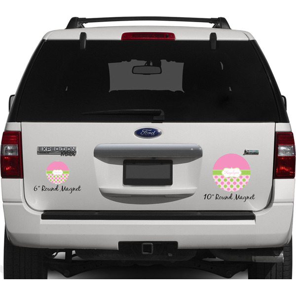 Pink & Green Dots Personalized Car Magnets on Ford Explorer