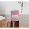 Pink & Green Dots Personalized Coffee Mug - Lifestyle