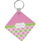 Pink & Green Dots Diamond Plastic Keychain w/ Name or Text