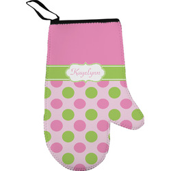 Pink & Green Dots Right Oven Mitt w/ Name or Text