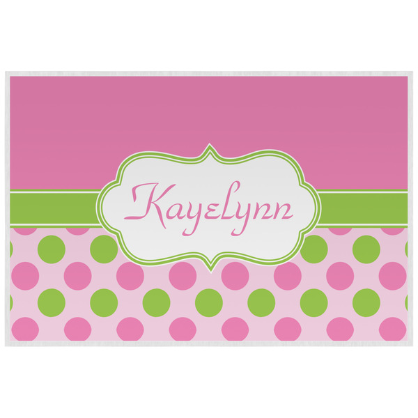 Custom Pink & Green Dots Laminated Placemat w/ Name or Text