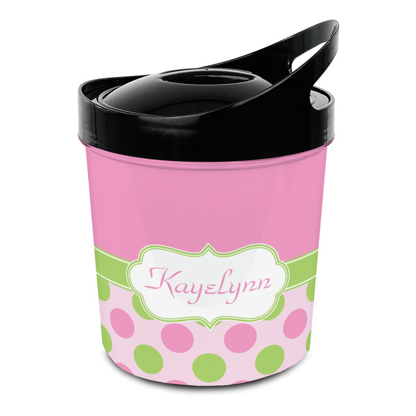 Custom Pink & Green Dots Plastic Ice Bucket (Personalized)