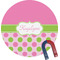 Pink & Green Dots Personalized Round Fridge Magnet