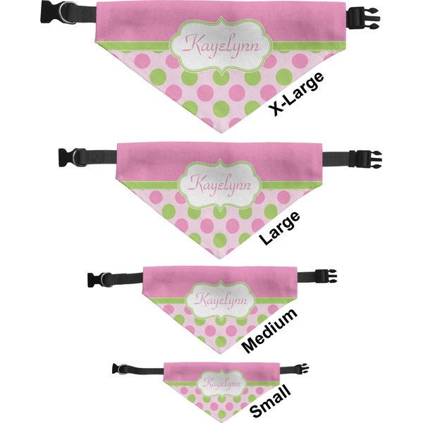 Pink & Green Dots Pet Bandana Sizes