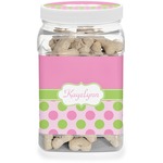 Pink & Green Dots Dog Treat Jar (Personalized)