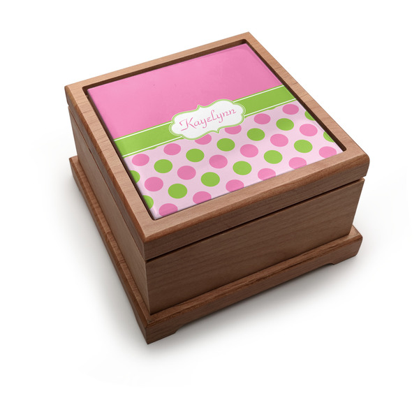 Custom Pink & Green Dots Pet Urn w/ Name or Text