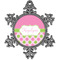 Pink & Green Dots Pewter Ornament - Front
