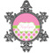Pink & Green Dots Vintage Snowflake Ornament (Personalized)