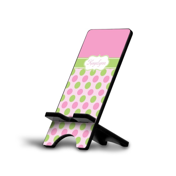 Custom Pink & Green Dots Cell Phone Stand (Personalized)