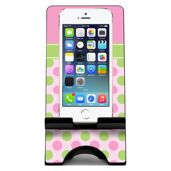 Pink & Green Dots Phone Stand w/ Phone
