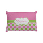 Pink & Green Dots Pillow Case - Standard w/ Name or Text