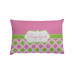 Pink & Green Dots Pillow Case - Standard w/ Name or Text