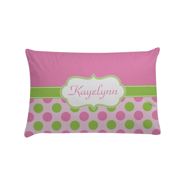 Custom Pink & Green Dots Pillow Case - Standard w/ Name or Text
