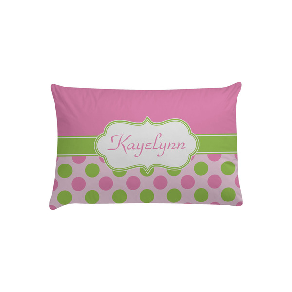 Custom Pink & Green Dots Pillow Case - Toddler w/ Name or Text