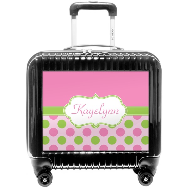 Custom Pink & Green Dots Pilot / Flight Suitcase (Personalized)