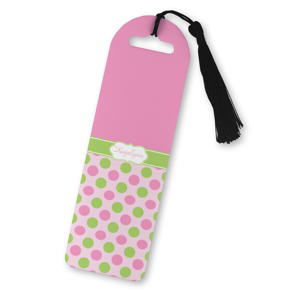 Custom Pink & Green Dots Plastic Bookmark (Personalized)