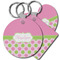 Pink & Green Dots Plastic Keychains