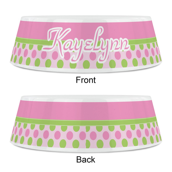 Pink & Green Dots Plastic Pet Bowls - Small - APPROVAL