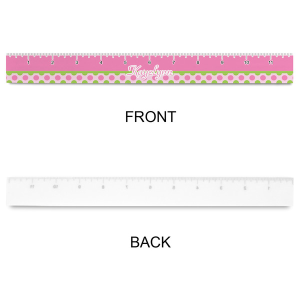 Pink & Green Dots Plastic Ruler - 12" - APPROVAL