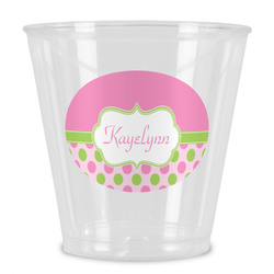 Pink & Green Dots Plastic Shot Glass (Personalized)