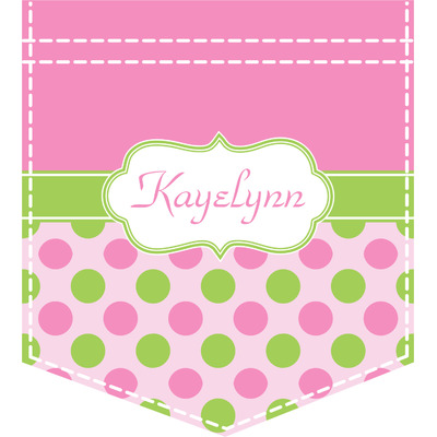 Pink & Green Dots Iron On Faux Pocket (Personalized)