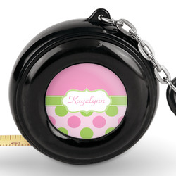 Pink & Green Dots Pocket Tape Measure - 6 Ft w/ Carabiner Clip (Personalized)