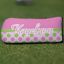 Pink & Green Dots Blade Putter Cover (Personalized)