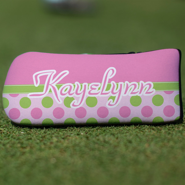 Custom Pink & Green Dots Blade Putter Cover (Personalized)