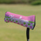 Pink & Green Dots Putter Cover - On Putter