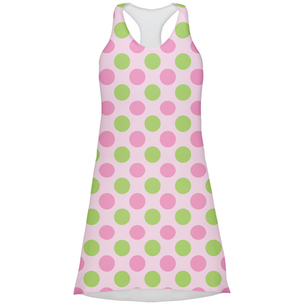 Custom Pink & Green Dots Racerback Dress - X Small
