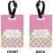 Pink & Green Dots Rectangle Luggage Tag (Front + Back)