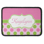 Pink & Green Dots Iron On Rectangle Patch w/ Name or Text