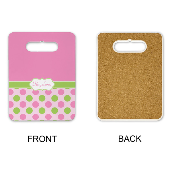 Pink & Green Dots Rectangle Trivet with Handle - APPROVAL