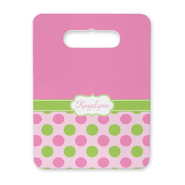 Custom Pink & Green Dots Rectangular Trivet with Handle (Personalized)