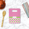 Pink & Green Dots Rectangle Trivet with Handle - LIFESTYLE