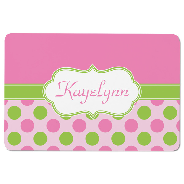 Pink & Green Dots Rectangular Fridge Magnet - FRONT