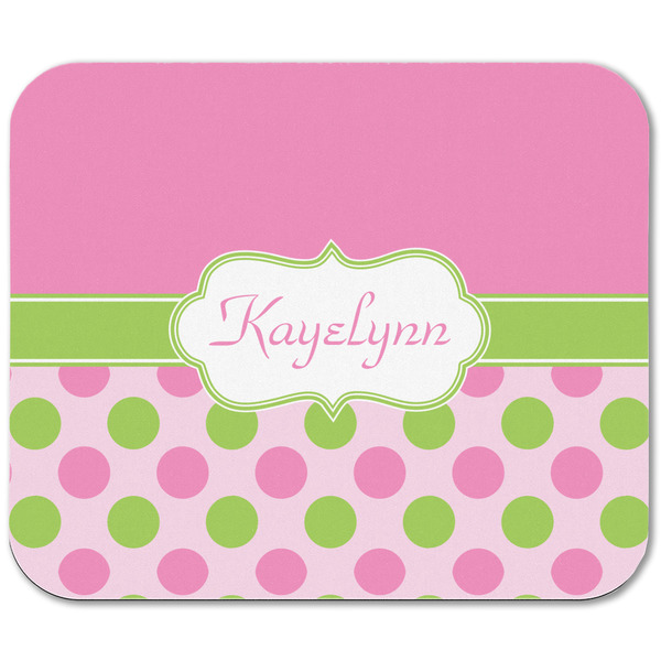 Pink & Green Dots Rectangular Mouse Pad - APPROVAL