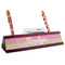 Pink & Green Dots Red Mahogany Nameplates with Business Card Holder - Angle