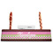 Pink & Green Dots Red Mahogany Nameplates with Business Card Holder - Straight