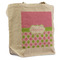 Pink & Green Dots Reusable Cotton Grocery Bag - Front View